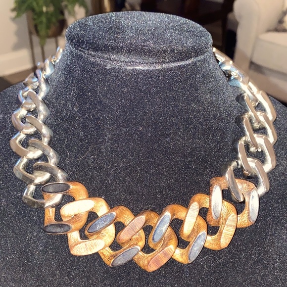 BCBGMaxAzria Jewelry - Bcbgmaxazria Wood and Silver Link Necklace